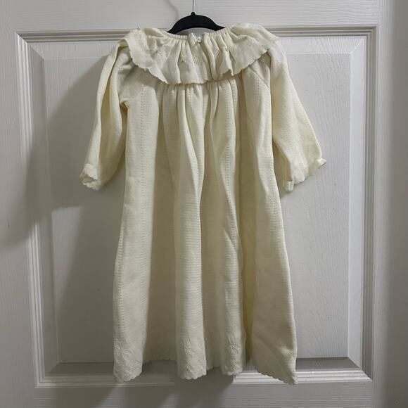 Friemanit Vintage Cream Knit Baby Dress First Communion Gown baby girl Small NWT - Picture 7 of 9